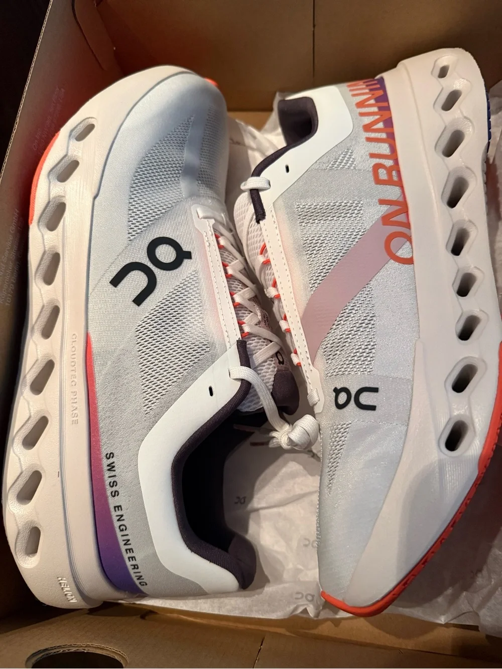 On Running Men’s Cloudnova Athletic Shoes — White with Coral Accent